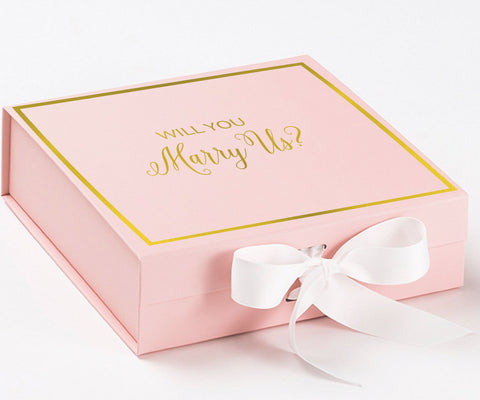 Will You Marry Us?? Proposal Box Pink w/ White Bow -  Border