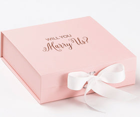 Will You Marry Us?? Proposal Box Pink w/ White Bow - No Border