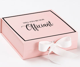 Will You Be our Officiant? Proposal Box Pink w/ White Bow -  Border