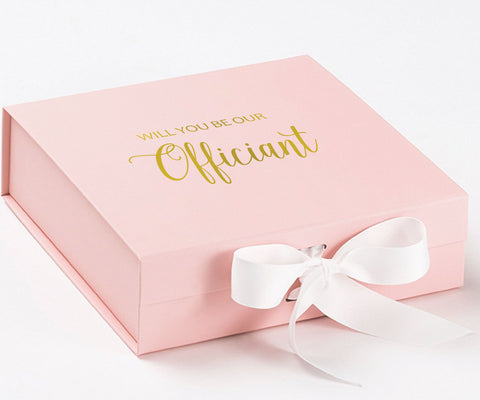 Will You Be our Officiant? Proposal Box Pink w/ White Bow - No Border