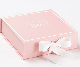 Will You Be My Usher? Proposal Box Pink w/ White Bow -  Border