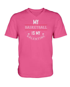 Basketball is My Valentine Ladies HD V Neck T