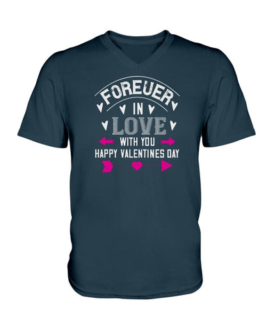 Happy Valentines Day Forever In Love Ladies HD V Neck T