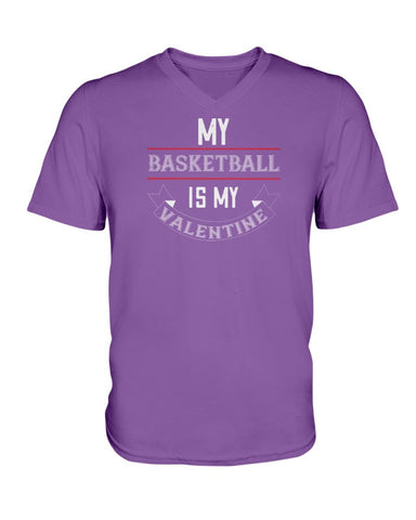 Basketball is My Valentine Ladies HD V Neck T