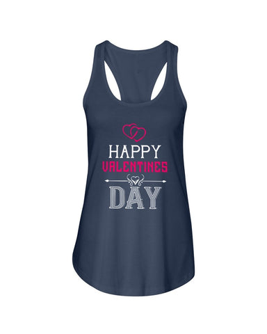 Happy Valentines Day with fancy hearts Ladies Racerback Tank