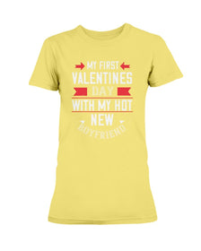 My First Valentines With My Boyfriend Ladies Missy T-Shirt