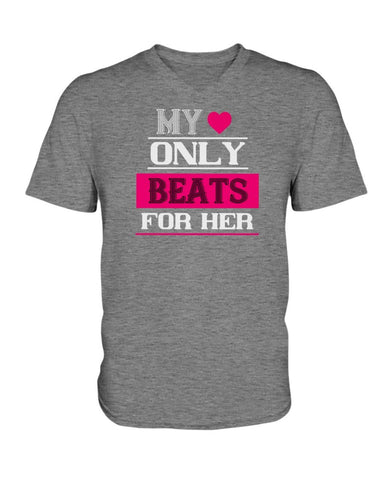 My Heart Only Beats For Her Ladies HD V Neck T