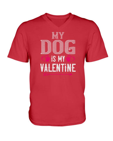 My Dog Is My Valentine Ladies HD V Neck T