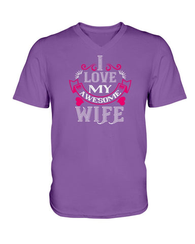 I Love My Awesome Wife Ladies HD V Neck T