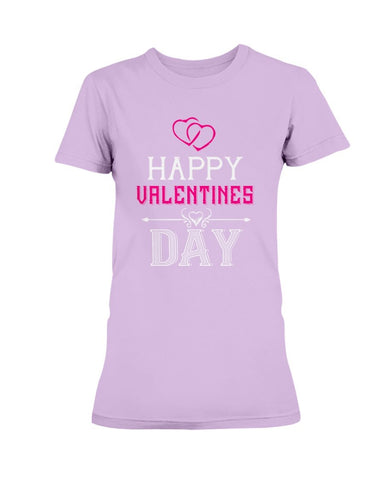 Happy Valentines Day with fancy hearts Ladies Missy T-Shirt