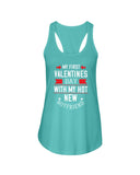 My First Valentine with My Boyfriend Ladies Racerback Tank