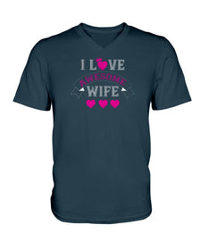 I Love Awesome Wife Ladies HD V Neck T