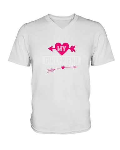 I Love My Girlfriend Ladies HD V Neck T