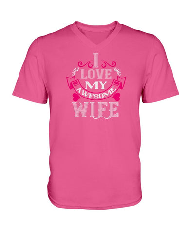 I Love My Awesome Wife Ladies HD V Neck T