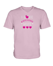 I Love Awesome Wife Ladies HD V Neck T