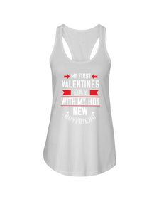 My First Valentine with My Boyfriend Ladies Racerback Tank