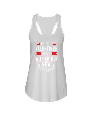 My First Valentine with My Boyfriend Ladies Racerback Tank