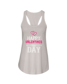 Happy Valentines Day with fancy hearts Ladies Racerback Tank