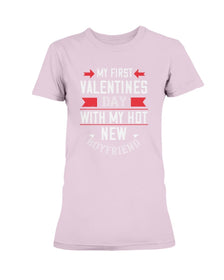 My First Valentine with My Boyfriend Ladies Missy T-Shirt