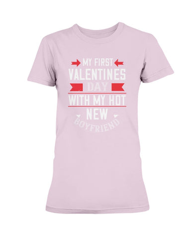 My First Valentine with My Boyfriend Ladies Missy T-Shirt