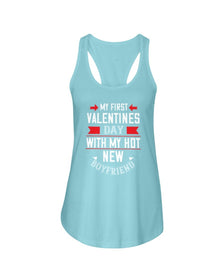 My First Valentine with My Boyfriend Ladies Racerback Tank