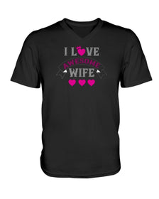 I Love Awesome Wife Ladies HD V Neck T