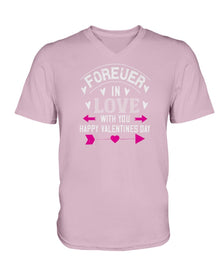 Happy Valentines Day Forever In Love Ladies HD V Neck T