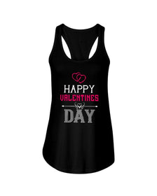 Happy Valentines Day with fancy hearts Ladies Racerback Tank