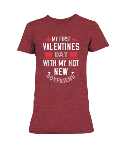 My First Valentines With My Boyfriend Ladies Missy T-Shirt