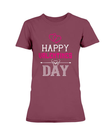 Happy Valentines Day with fancy hearts Ladies Missy T-Shirt