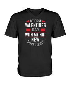 My First Valentine with My Boyfriend Ladies HD V Neck T