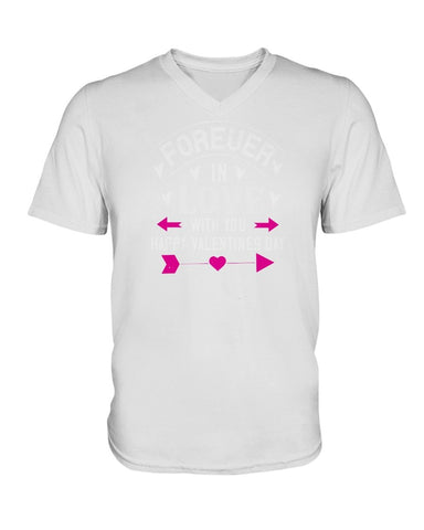 Happy Valentines Day Forever In Love Ladies HD V Neck T