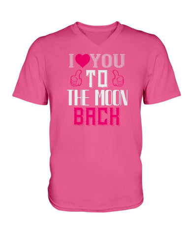 I Love You to the moon and back Ladies HD V Neck T