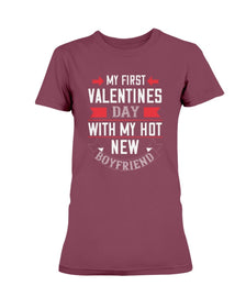 My First Valentine with My Boyfriend Ladies Missy T-Shirt