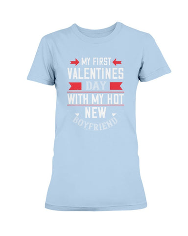 My First Valentine with My Boyfriend Ladies Missy T-Shirt