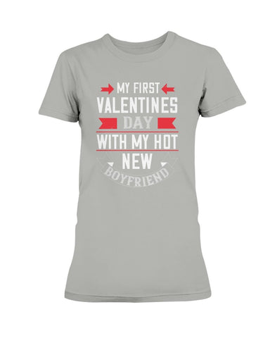 My First Valentine with My Boyfriend Ladies Missy T-Shirt