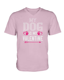 My Dog Is My Valentine Ladies HD V Neck T