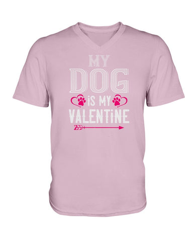 My Dog Is My Valentine Ladies HD V Neck T