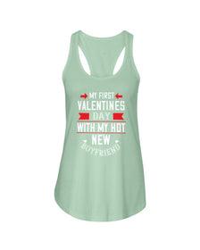 My First Valentine with My Boyfriend Ladies Racerback Tank