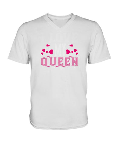 I Love My Queen Ladies HD V Neck T