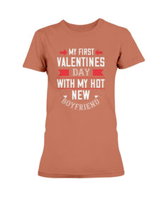 My First Valentines With My Boyfriend Ladies Missy T-Shirt