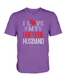 I Love My Awesome Husband Ladies  V Neck T