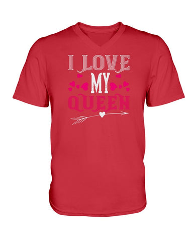 I Love My Queen Ladies HD V Neck T