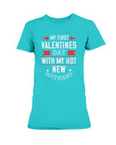 My First Valentines With My Boyfriend Ladies Missy T-Shirt