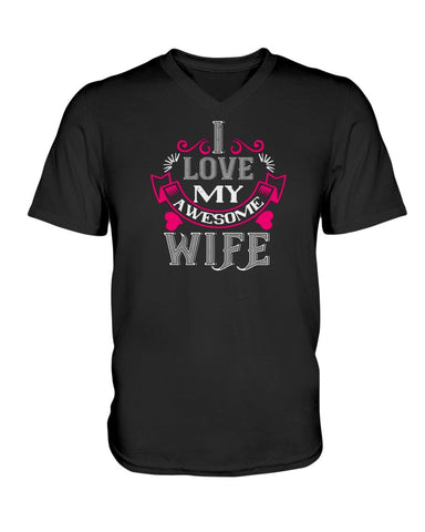 I Love My Awesome Wife Ladies HD V Neck T