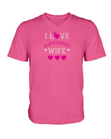 I Love Awesome Wife Ladies HD V Neck T