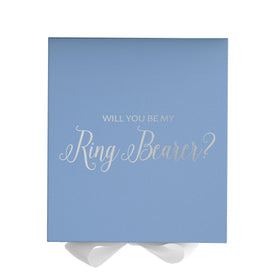 Will You Be My Ring Bearer? Proposal Box Light Blue w/ white Bow- No Border