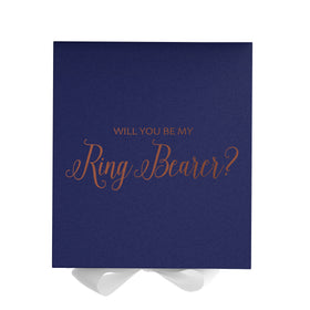 Will You Be My Ring Bearer? Proposal Box Navy w/ White Bow - No Border