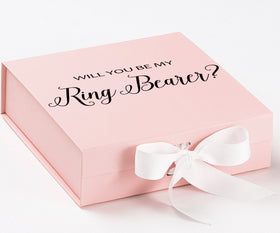 Will You Be My Ring Bearer? Proposal Box Pink w/ White Bow - No Border