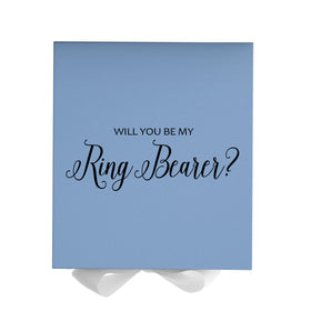 Will You Be My Ring Bearer? Proposal Box Light Blue w/ white Bow- No Border